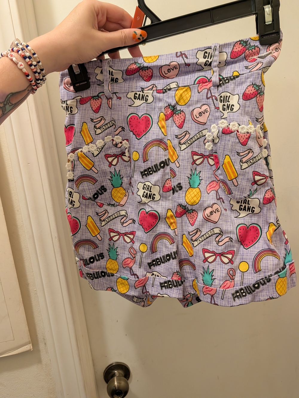 Collectif Lavender Novelty Print High-Waist Shorts